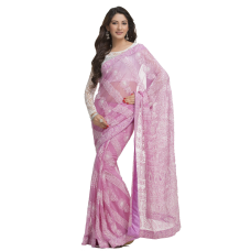 Ada Exclusive Handcrafted Pink Faux Georgette Saree With Blouse